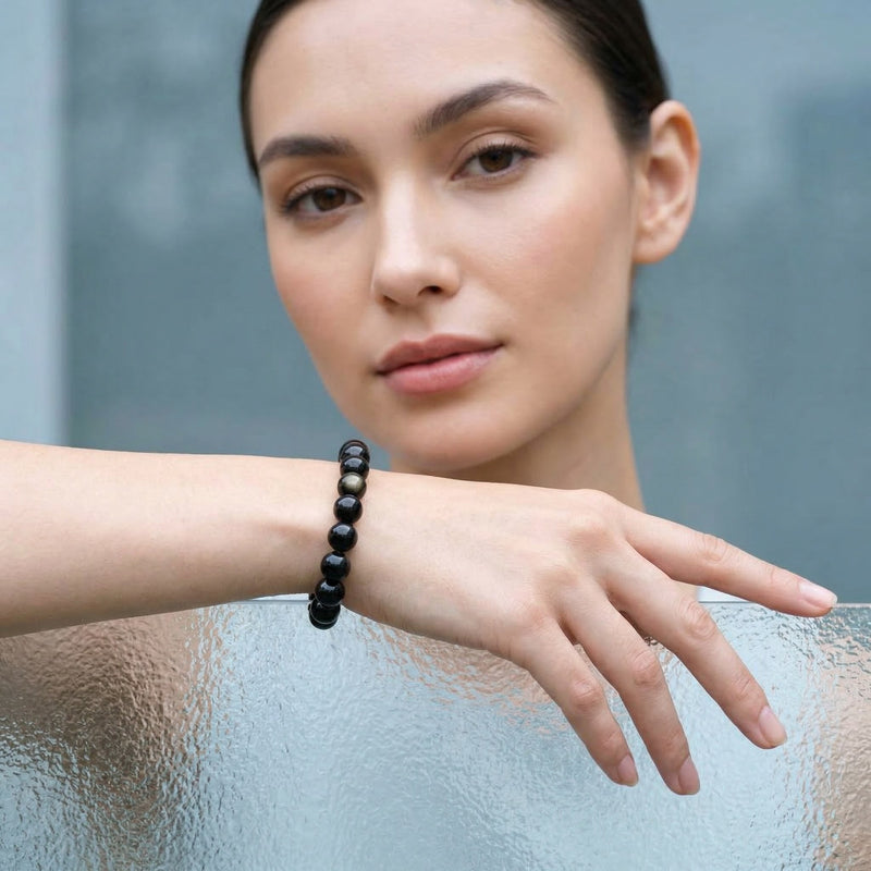 Black Onyx Bracelet 8MM | Natural Stone Healing Crystal Bracelet for Protection & Strength