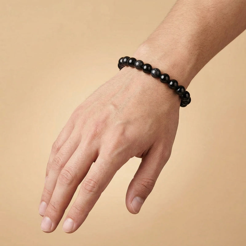 Black Onyx Bracelet 8MM | Natural Stone Healing Crystal Bracelet for Protection & Strength