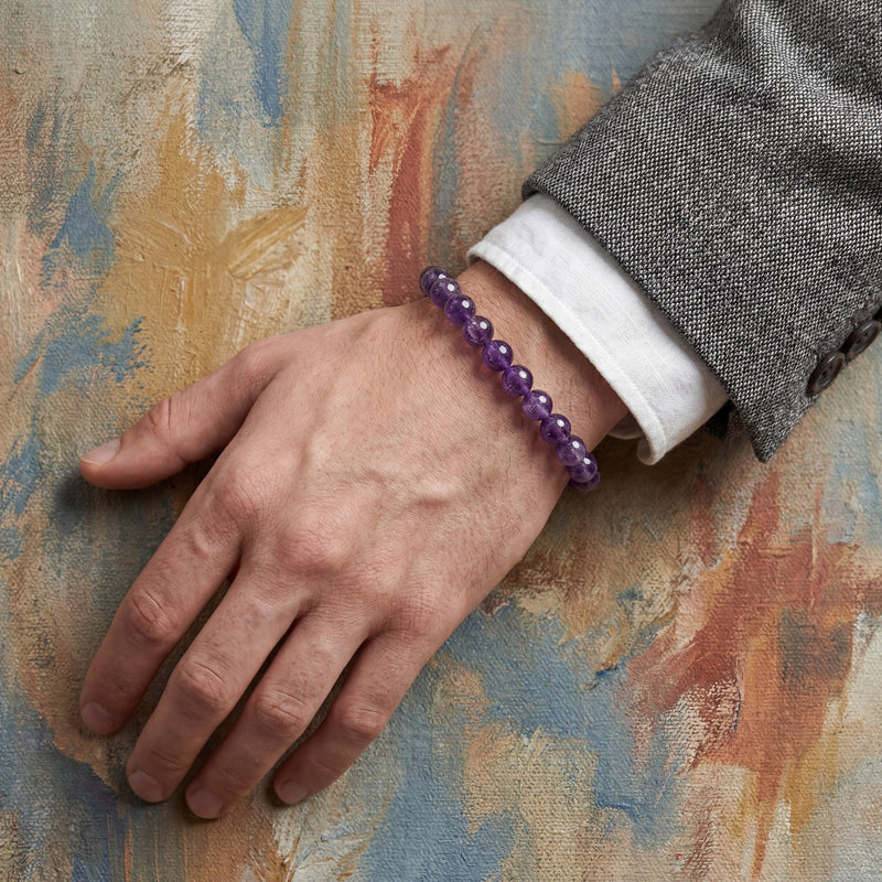 Amethyst Crystal Bracelet | Natural 8MM Healing Stone Bracelet for Calm, Intuition & Spiritual Protection