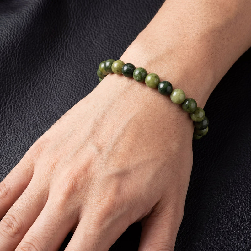 Green Jade Crystal Bracelet | 8MM Natural Stone Beads | Harmony, Protection & Abundance