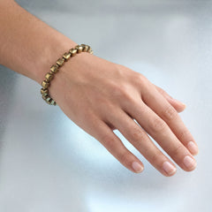 Golden Pyrite Cube Bead Bracelet | Manifestation, Abundance & Willpower Healing Crystal Bracelet