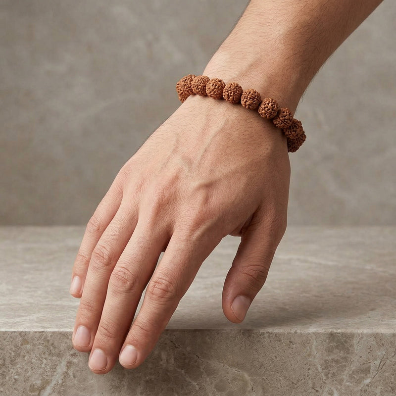 Panchmukhi Rudraksha Bracelet – Natural 5 Mukhi Rudraksha Seeds for Clarity, Peace & Spiritual Connection