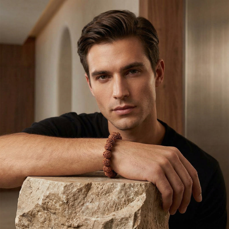 Panchmukhi Rudraksha Bracelet – Natural 5 Mukhi Rudraksha Seeds for Clarity, Peace & Spiritual Connection