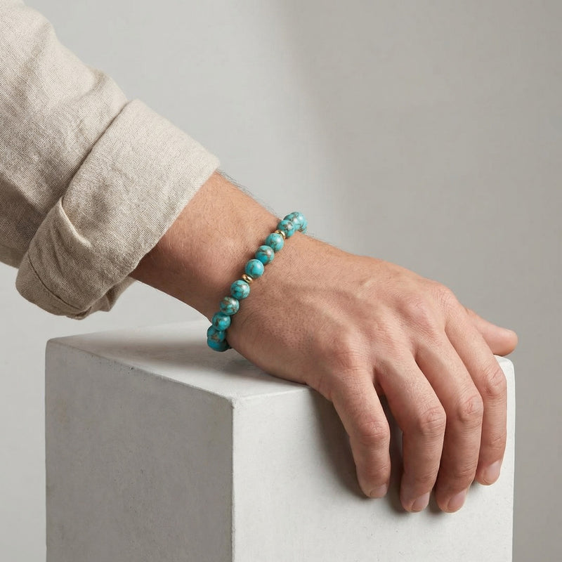 South African Turquoise Bracelet | 8MM Natural Stone Beads | Protection, Healing & Communication