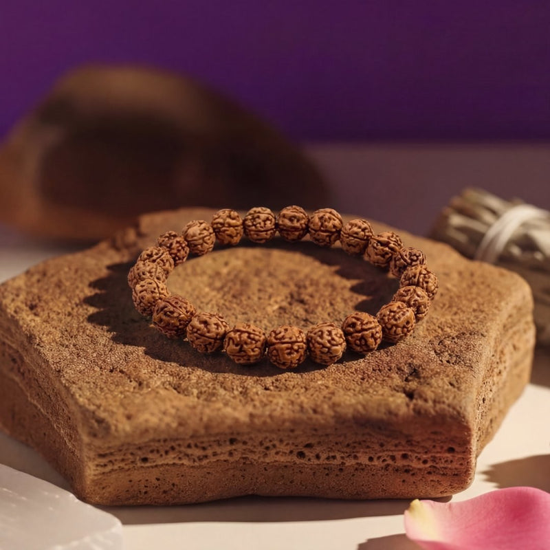 Panchmukhi Rudraksha Bracelet – Natural 5 Mukhi Rudraksha Seeds for Clarity, Peace & Spiritual Connection
